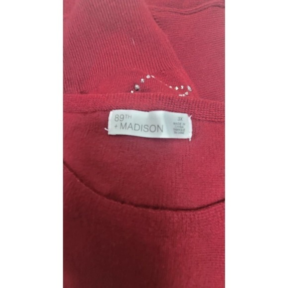 Women Knit Blouse Embellished 89th & Madison Red Size 3X - Picture 7 of 7